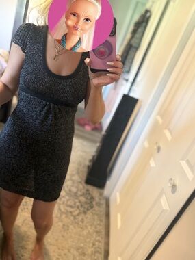 Promod Black Heather Knit Mini Dress